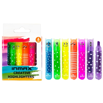 Cute Monster Shape Mini Highlighter 6pcs/set(WH 11178A-6XK)