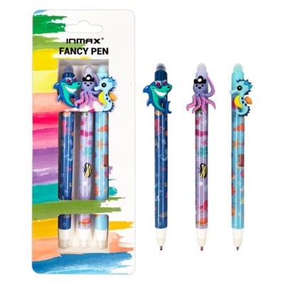 Erasable gel pens with animal rubber head (WE 80041-3CS)