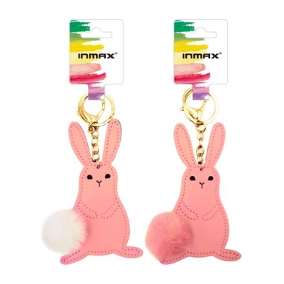 Pink Rabbit Keychain with Pom-pom(SL 79014D-A)