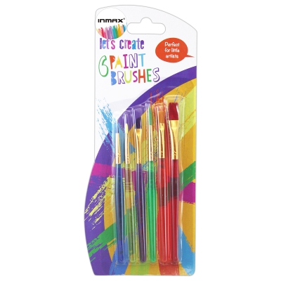 6 pcs flat paint brushes with plastic handles (SH 88120)